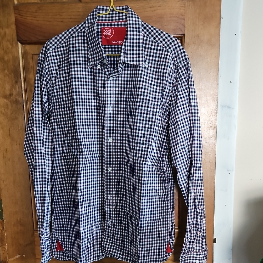 Navy Checkered Men's Casual Shirt